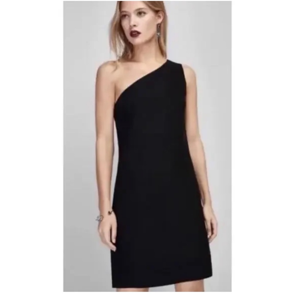 Massimo Dutti Black One Shoulder  Shift Cocktail Special Occasion‎ Dress Size 6